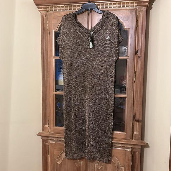 Bronze Metallic Knit Indie Dress - Picture 5 of 9